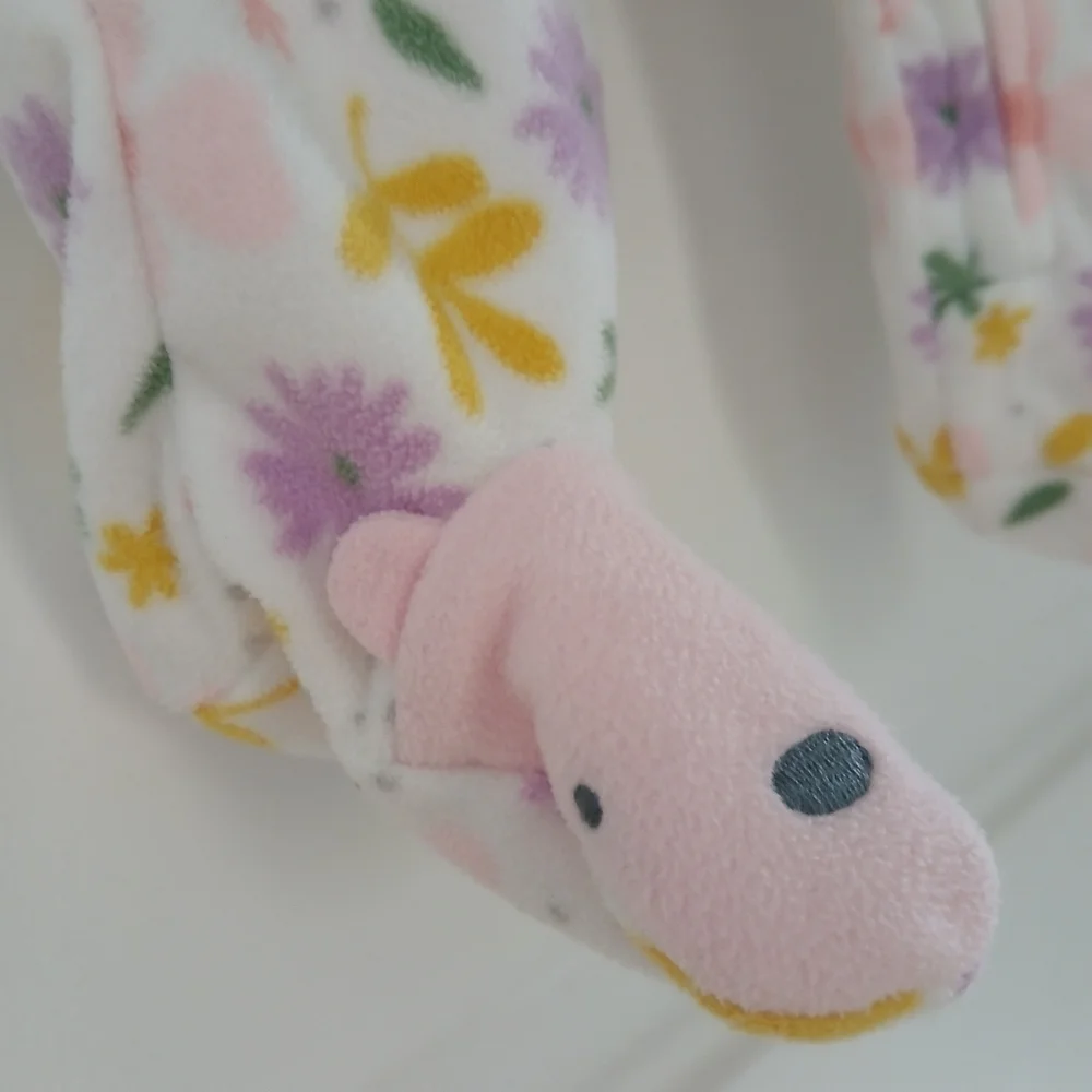 Simple Joys Carter's Girl’s Floral Pink Purple Footies Fleece Sleeper Sz 3-6 M